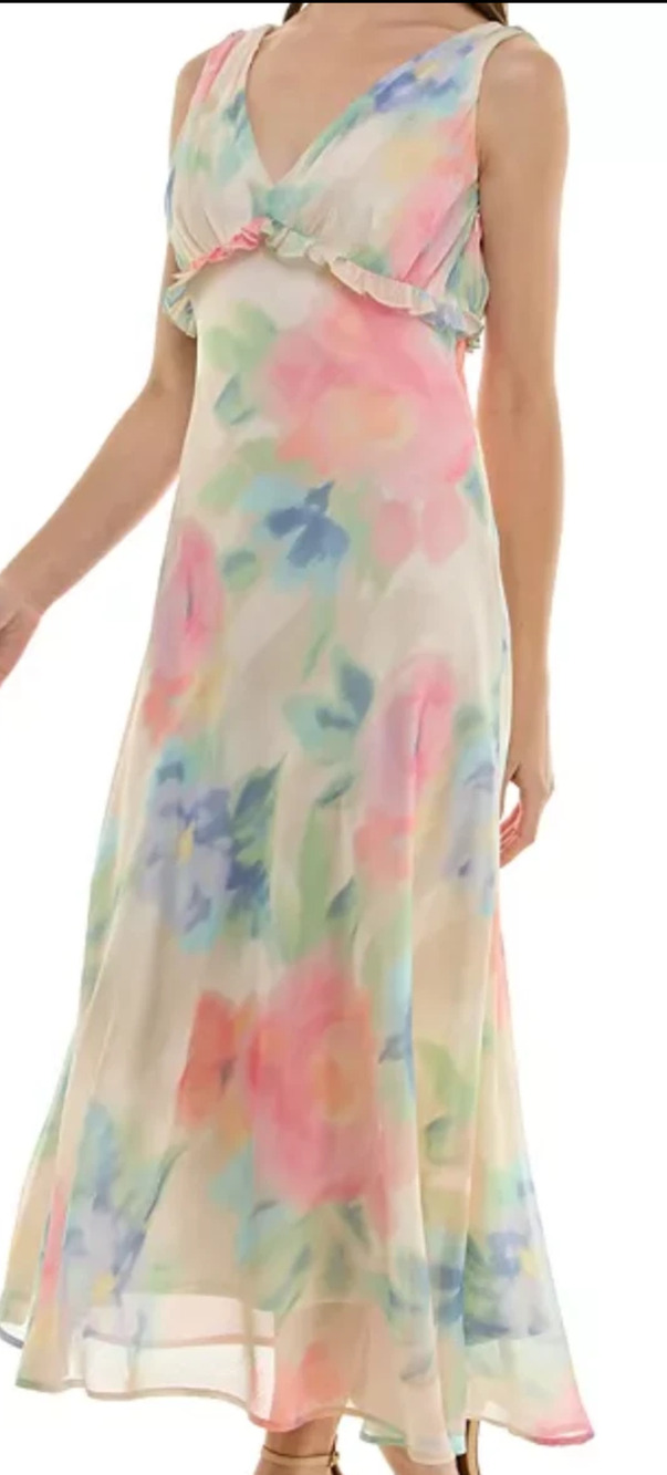 Taylor watercolor floral babydoll maxi dress Size Small Boho Feminine Romantic